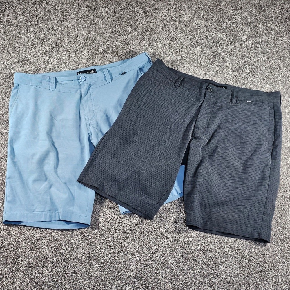 Lot 2 Pairs TravisMathew Performance Stretch Golf Shorts Mens 36 Black, Blue - Picture 2 of 16